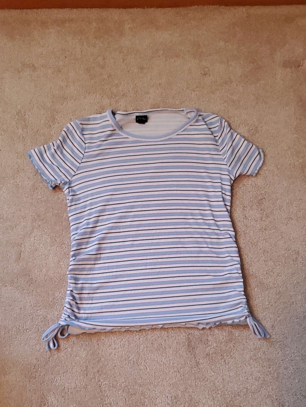 art class Light Blue and White Striped Side-Tie Short Sleeve Tee